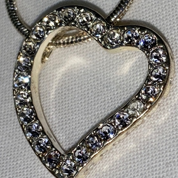 BMNY Rhinestone Heart silver toned Necklace - Picture 4 of 8